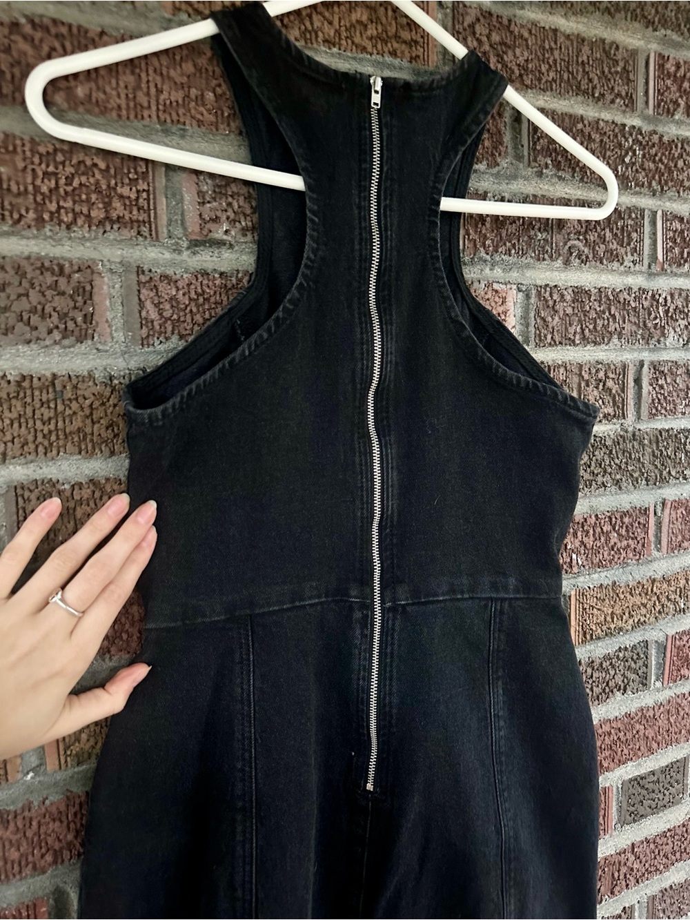 ASOS Denim Racer Dress In Washed Black, Size 0 - Picture 9 of 11